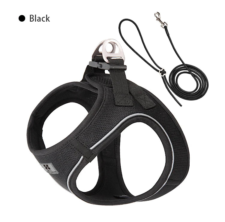 Reflective Dog Harness & Leash Set – Adjustable Step-In Vest for Small & Medium Dogs