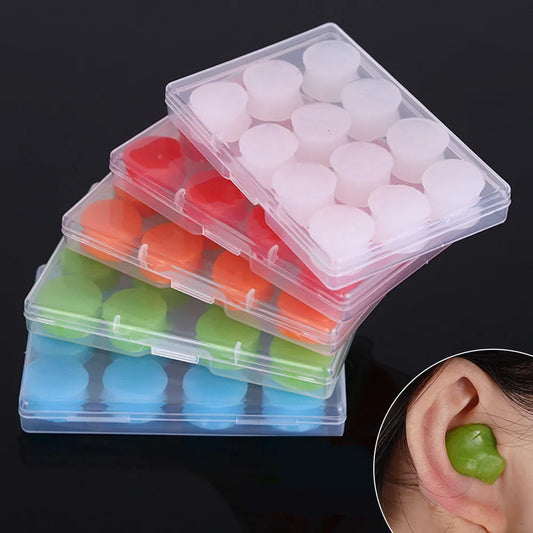 12-Piece Reusable Silicone Earplugs – Noise-Reducing Set for Sleep, Study and Swimming