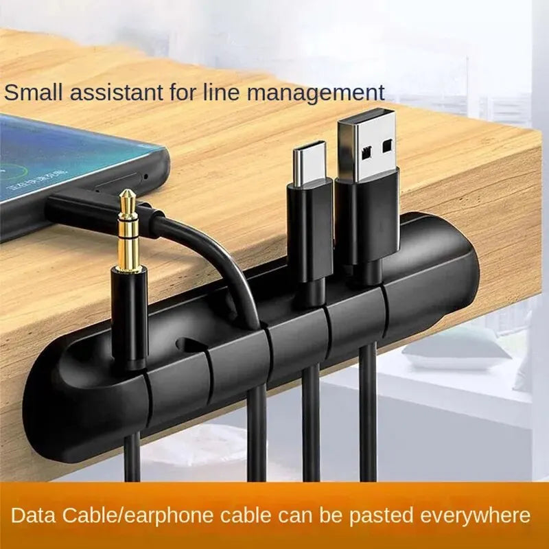 Self-Adhesive Silicone Cable Organizer – 5-Slot or 7-Slot Desktop Cord Holder