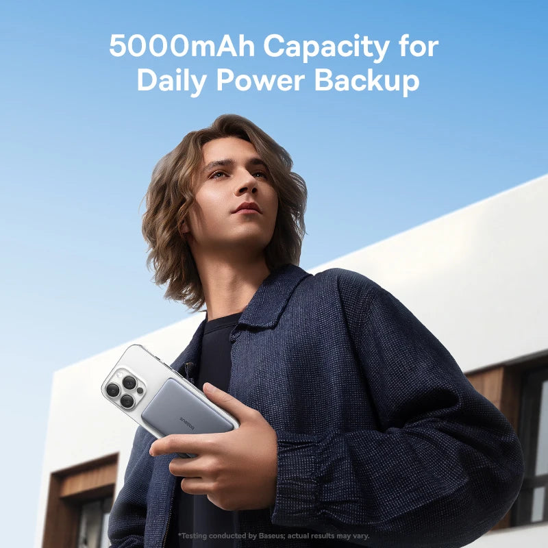 Baseus 5,000mAh Slim Magnetic Power Bank – 15W Wireless & 20W USB-C Charging