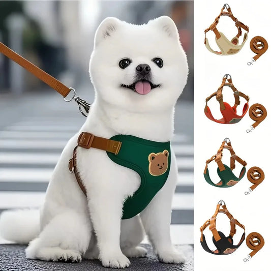 Breathable Dog Harness & Leash Set – Adjustable Puppy Vest for Small & Medium Dogs & Cats