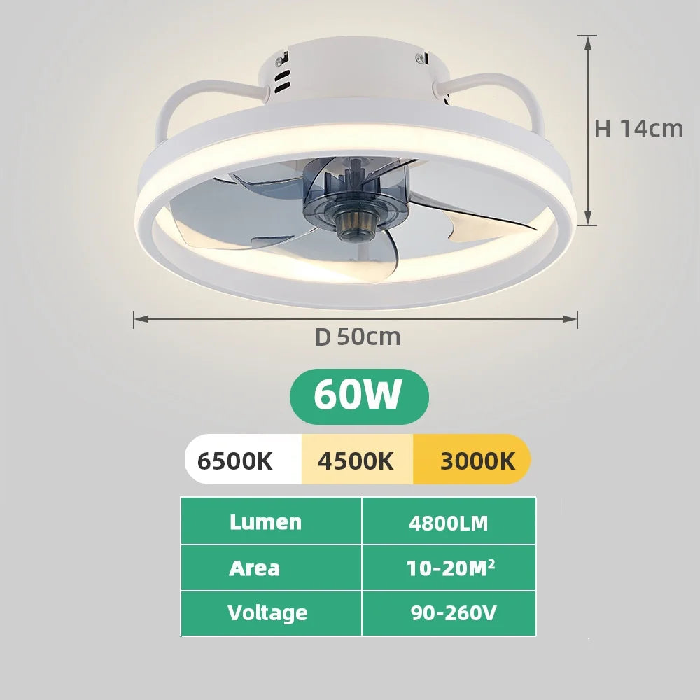 Modern Reversible Ceiling Fan With Dimmable LED Light & Remote Control