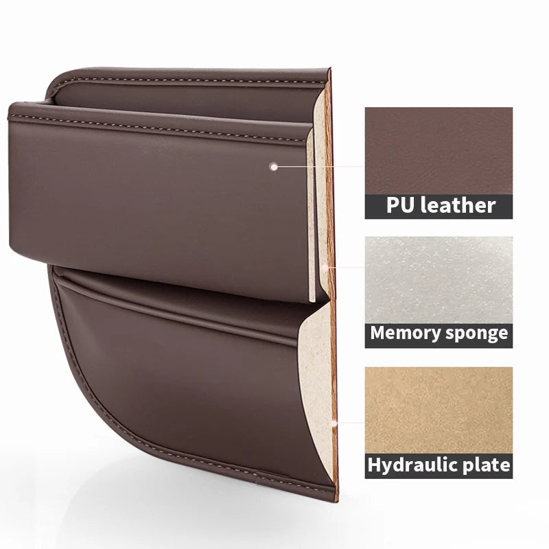 PU Leather Car Seat Gap Organizer With Phone, Cup And Key Storage – 1/2 Pieces