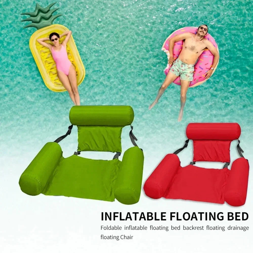 Foldable Floating Water Hammock – Inflatable Pool Lounger Mat for Swimming & Beach