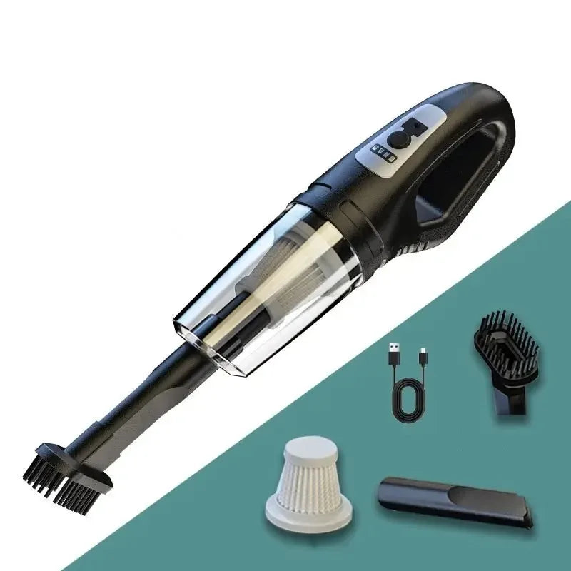120W Cordless Handheld Car Vacuum – USB Rechargeable Cleaner With Washable Filter