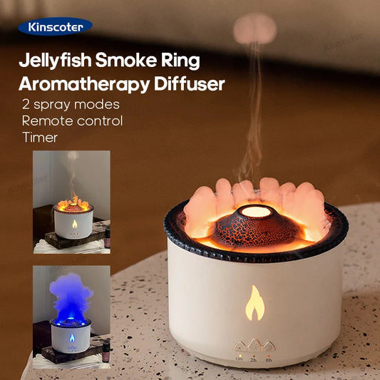 Kinscoter 360ml Jellyfish Mist Aroma Diffuser – Smoke Ring Humidifier With Remote Control