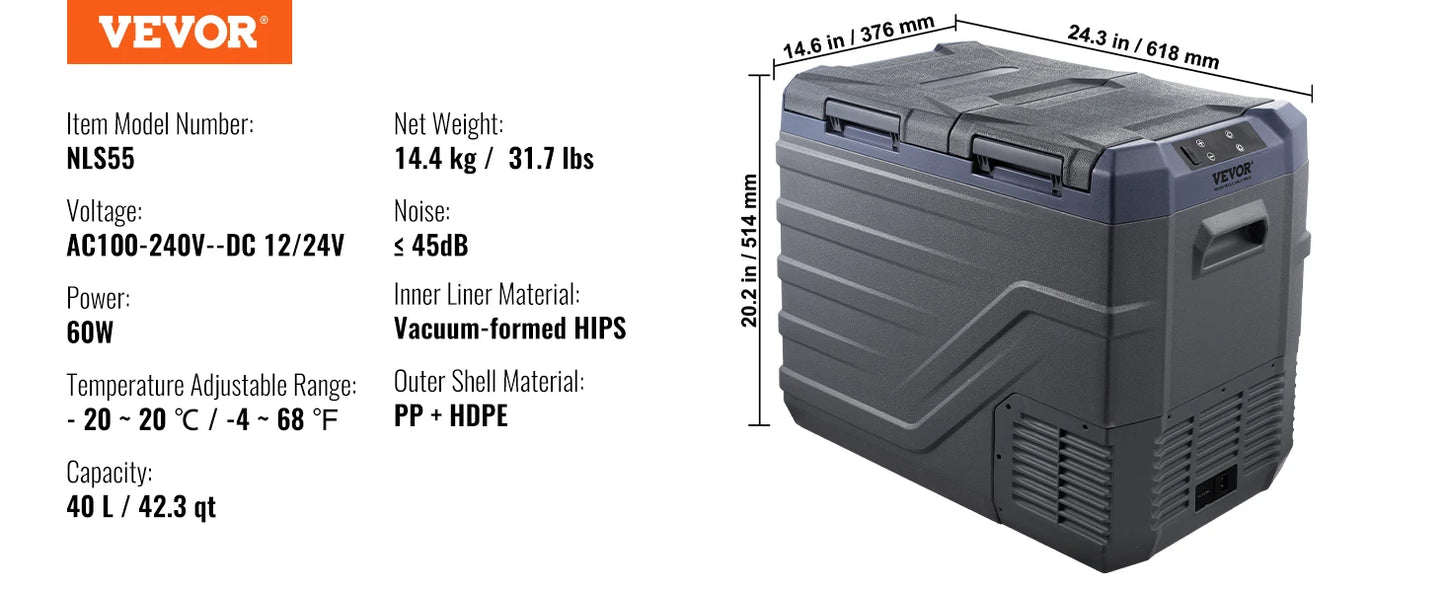 Portable Car Refrigerator Freezer – 8L–75L Single & Dual-Zone Compressor Cooler With Bluetooth