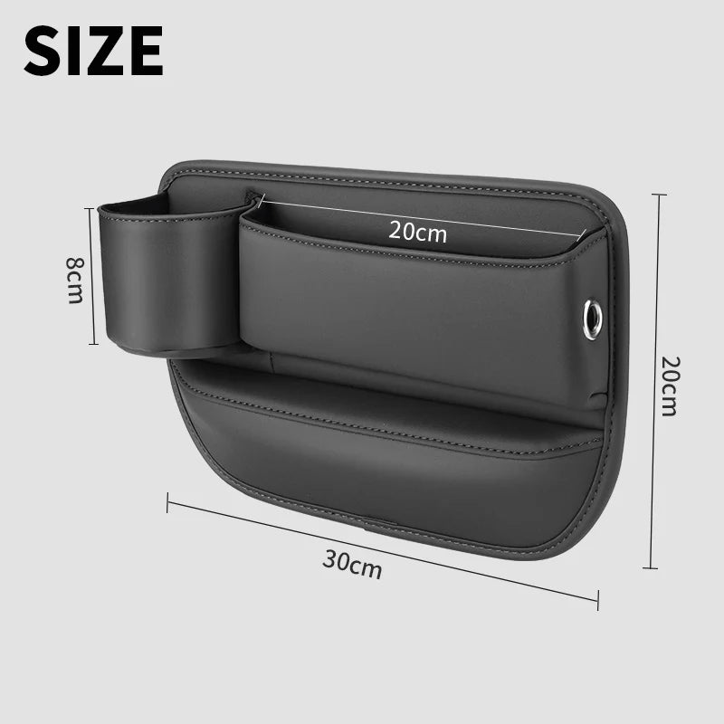 PU Leather Car Seat Gap Organizer With Phone, Cup And Key Storage – 1/2 Pieces