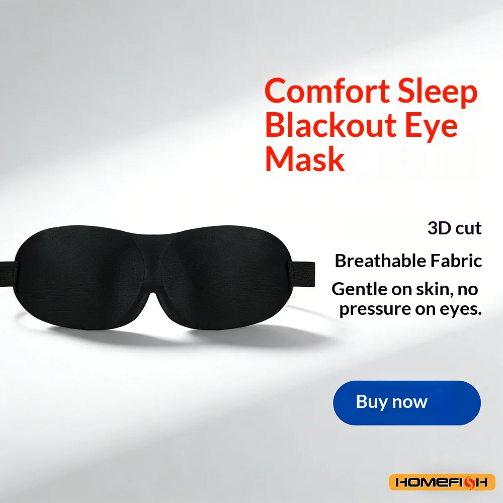 Breathable 3D Light-Blocking Sleep Mask – Adjustable Contoured Eye Mask for Travel and Rest